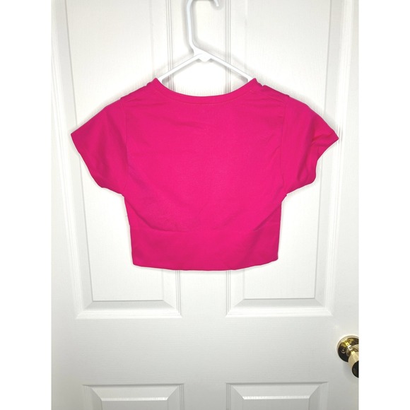 Offline By Aerie Seamless Cropped Athletic Stretch Tee Pink Small - Picture 3 of 7